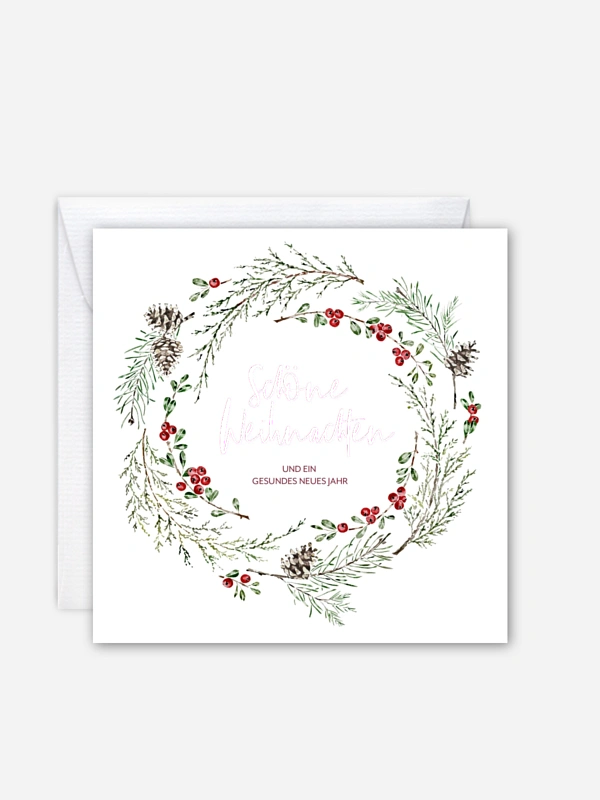 Geschäftliche Weihnachtskarte Branch Wreath