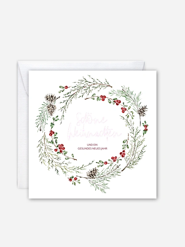 Geschäftliche Weihnachtskarte Branch Wreath