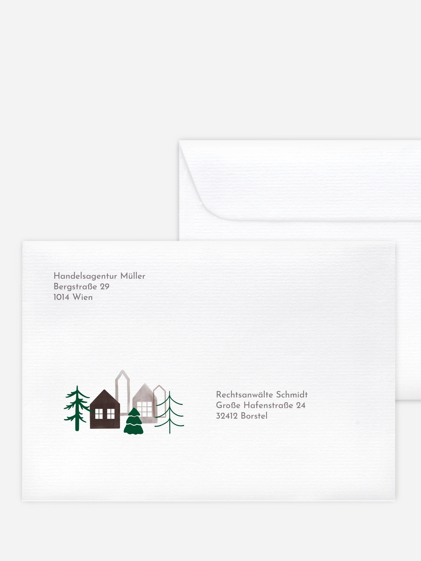 Bedruckte Umschläge geschäftl. Weihnachten Weihnachtsstadt