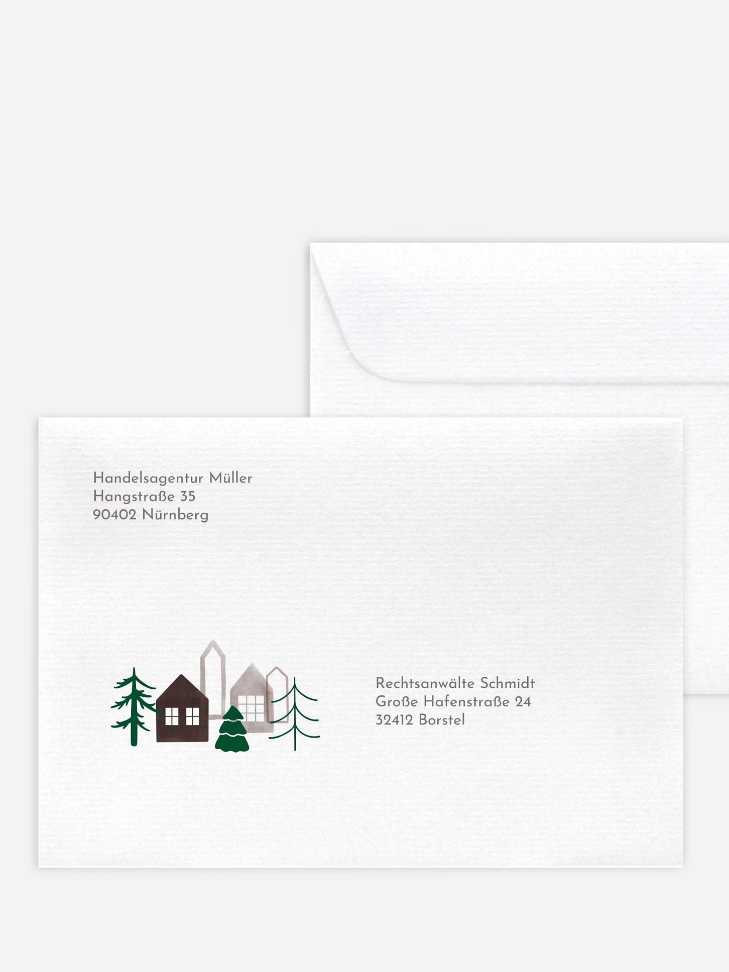 Bedruckte Umschläge geschäftl. Weihnachten Weihnachtsstadt