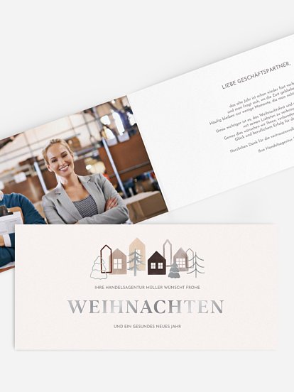 Geschäftliche Weihnachtskarte Weihnachtsstadt