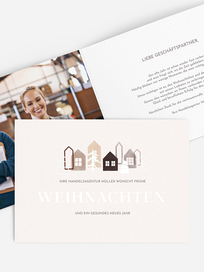Geschäftliche Weihnachtskarte Weihnachtsstadt