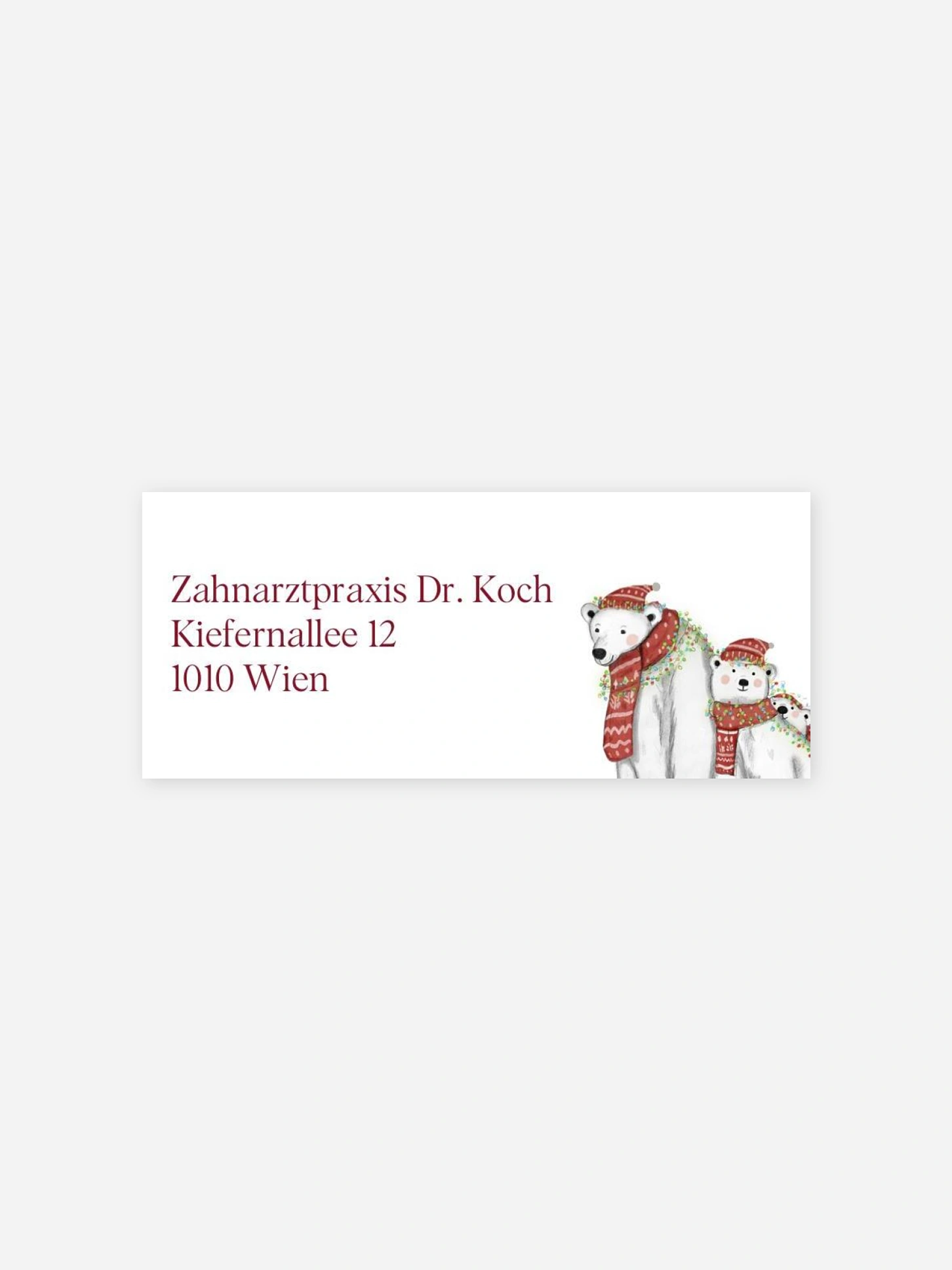 Absenderaufkleber geschäftl. Weihnachten Eisbärenfamilie Kraftpapier