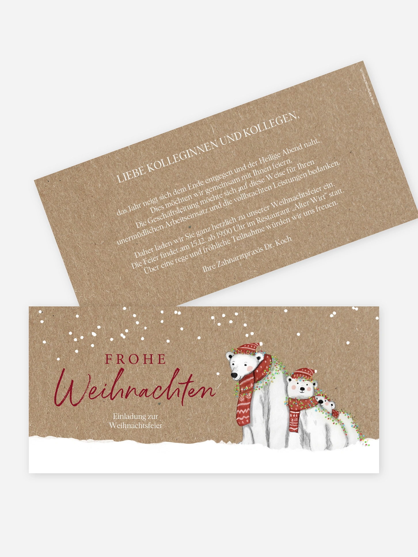 Weihnachtsfeier Eisbärenfamilie Kraftpapier