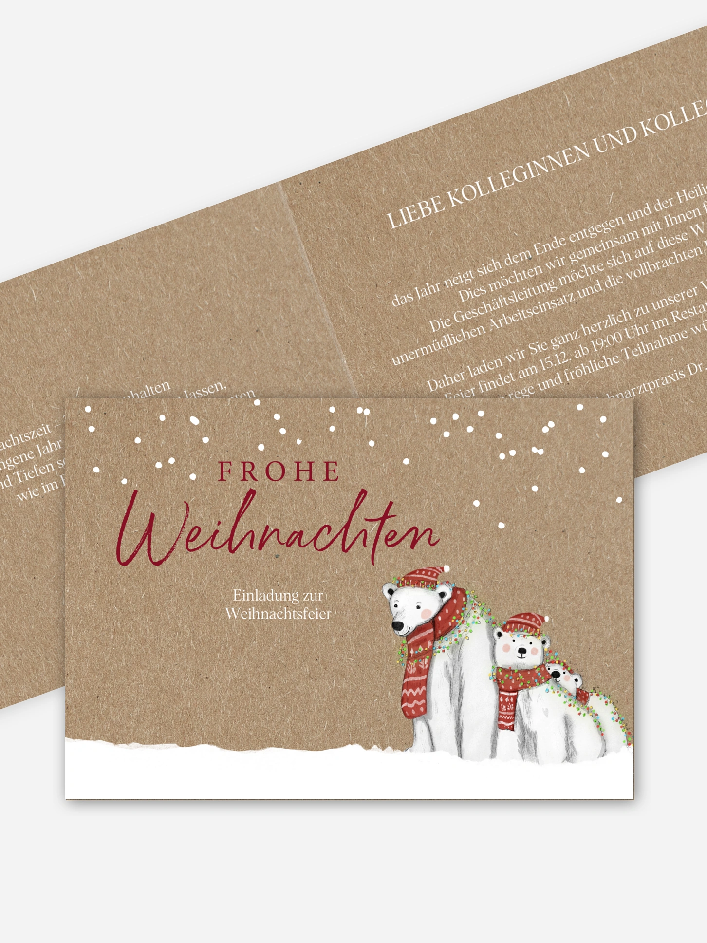 Weihnachtsfeier Eisbärenfamilie Kraftpapier