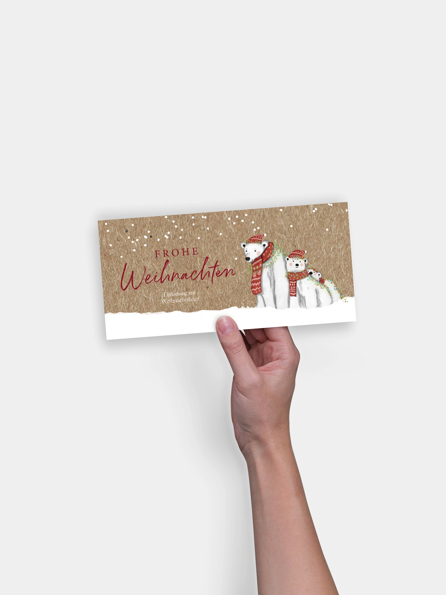 Weihnachtsfeier Eisbärenfamilie Kraftpapier