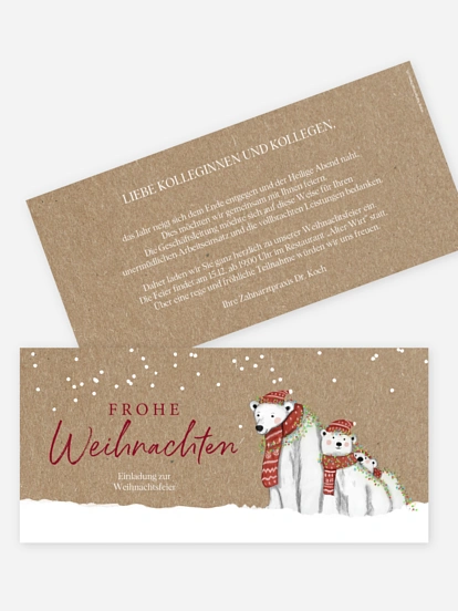Weihnachtsfeier Eisbärenfamilie Kraftpapier