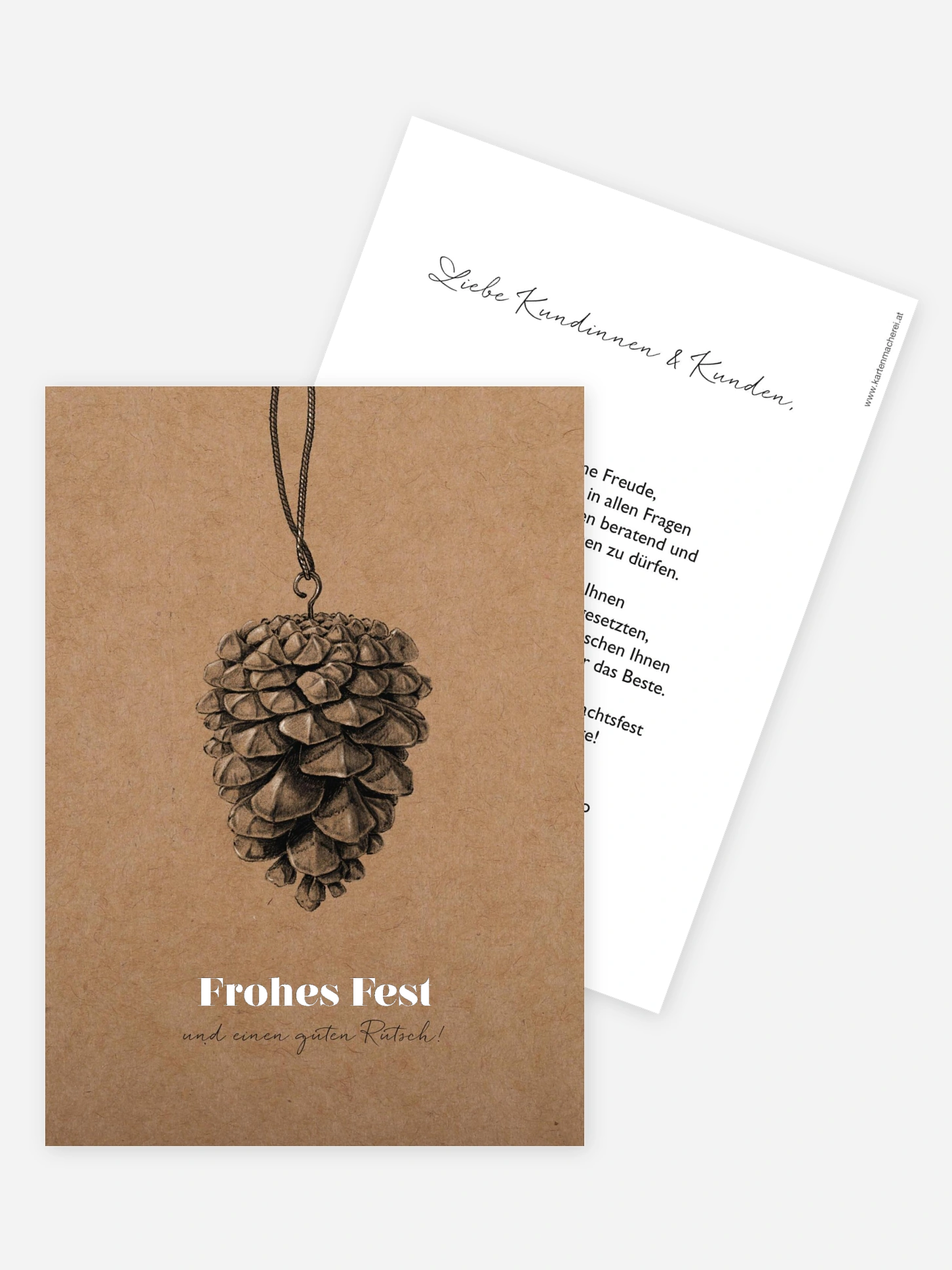 Geschäftliche Weihnachtskarte Pinecone Ornament