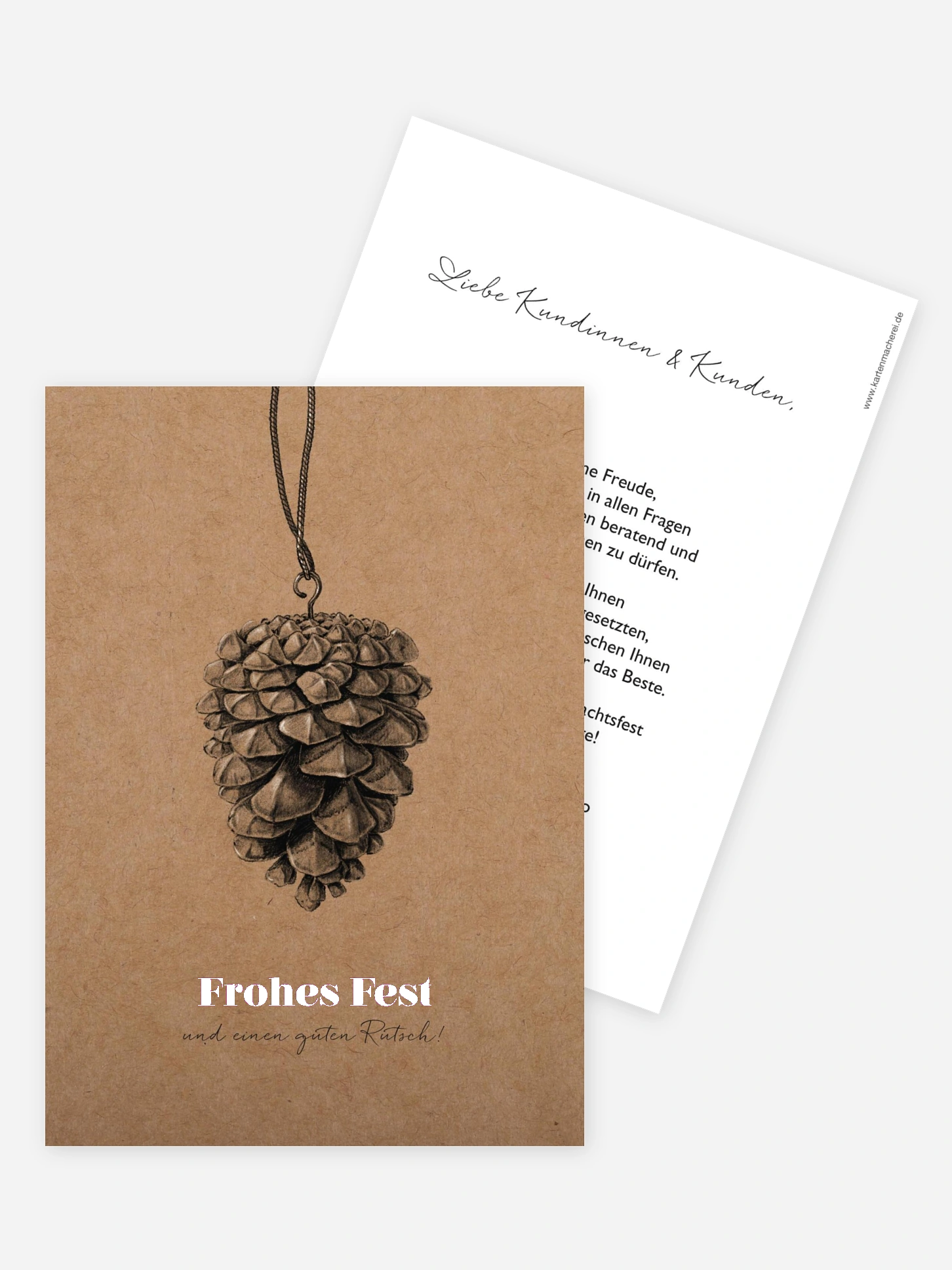 Geschäftliche Weihnachtskarte Pinecone Ornament