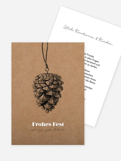 Geschäftliche Weihnachtskarte Pinecone Ornament