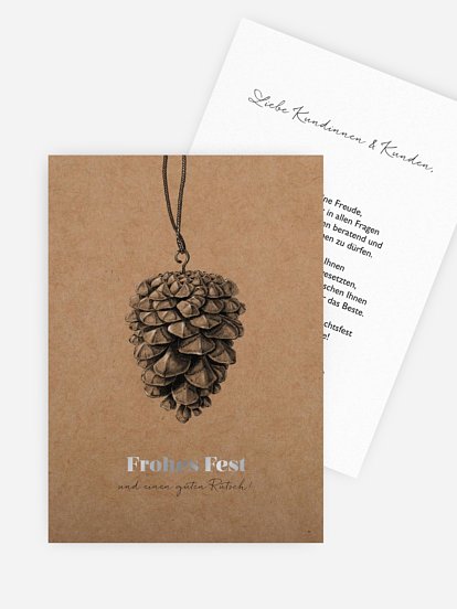 Geschäftliche Weihnachtskarte Pinecone Ornament