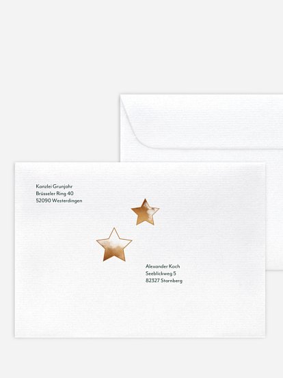 Bedruckte Umschläge geschäftl. Weihnachten Sternzauber (gestanzt)