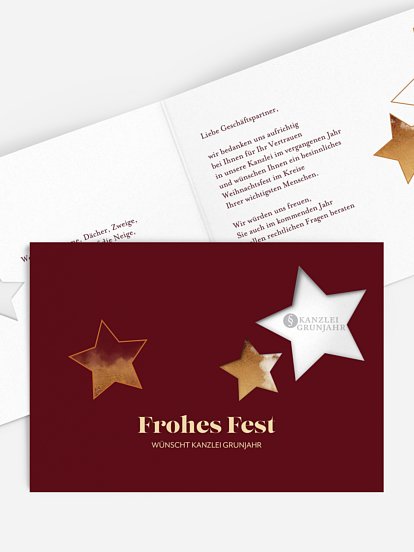Geschäftliche Weihnachtskarte Sternzauber (gestanzt)