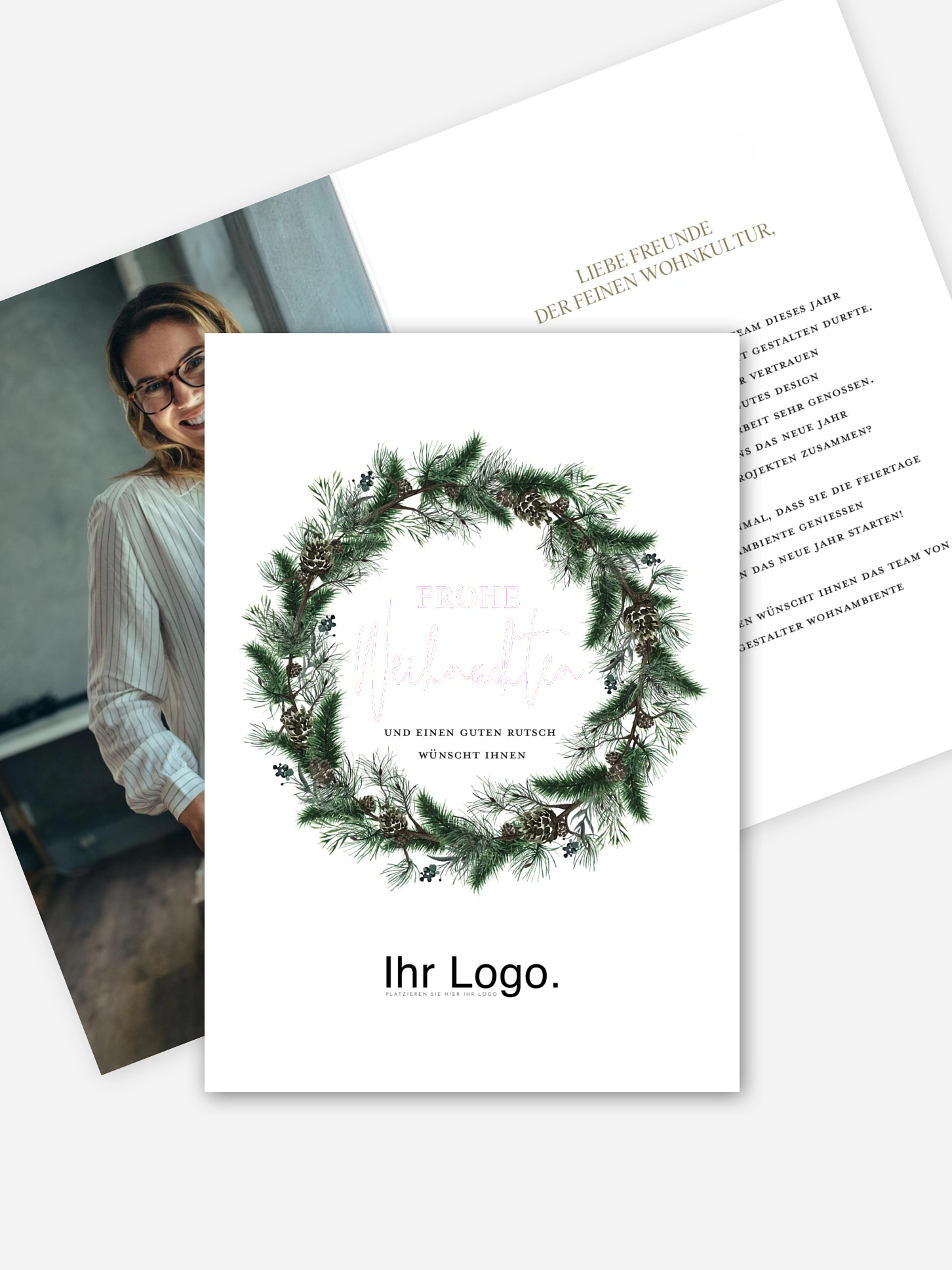 Geschäftliche Weihnachtskarte Pine Wreath