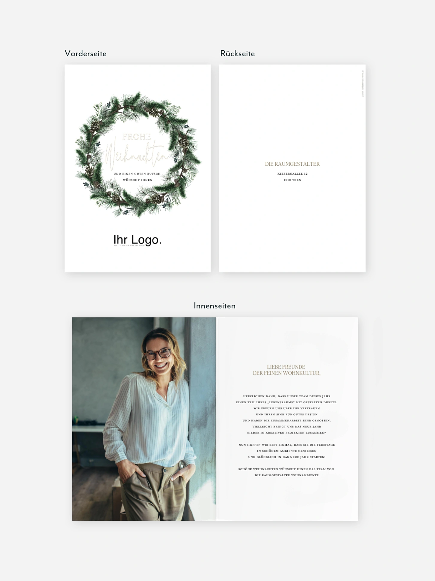 Geschäftliche Weihnachtskarte Pine Wreath