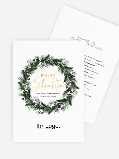 Geschäftliche Weihnachtskarte Pine Wreath
