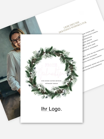 Geschäftliche Weihnachtskarte Pine Wreath