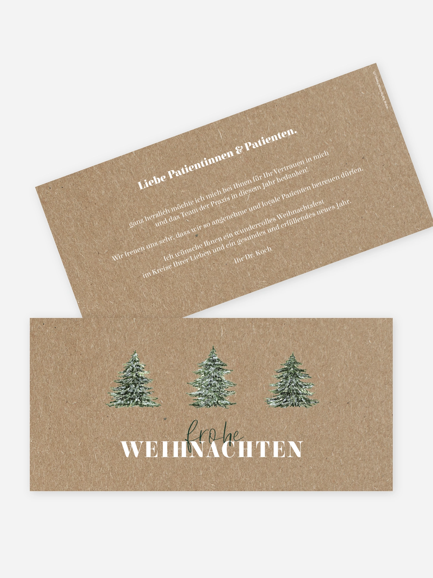 Geschäftliche Weihnachtskarte Tannentrio Kraftpapier