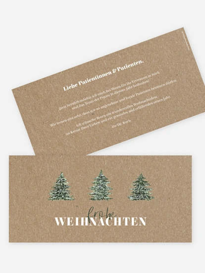 Geschäftliche Weihnachtskarte Tannentrio Kraftpapier