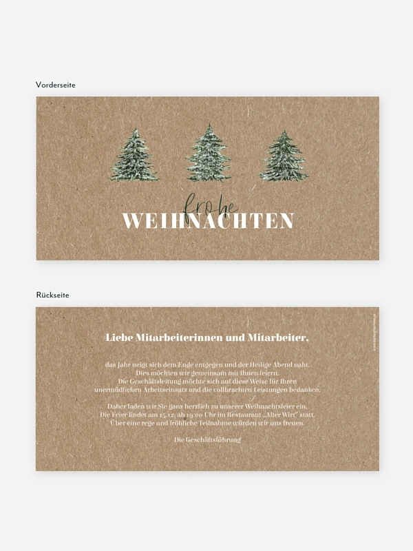 Weihnachtsfeier Tannentrio Kraftpapier