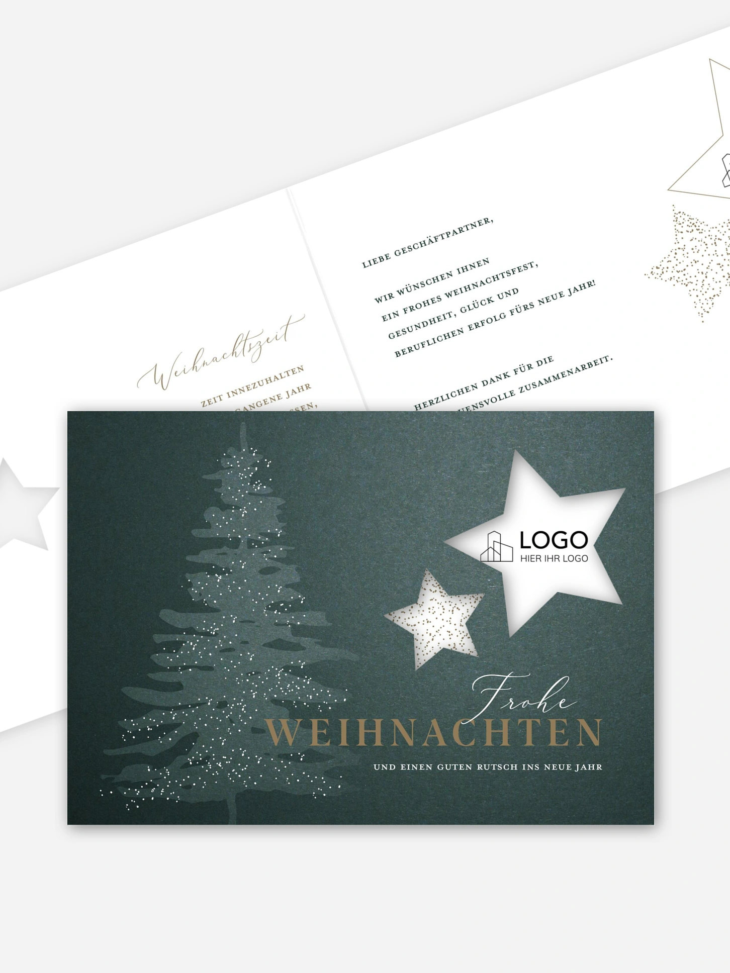 Geschäftliche Weihnachtskarte Classy Tree Sternstanze