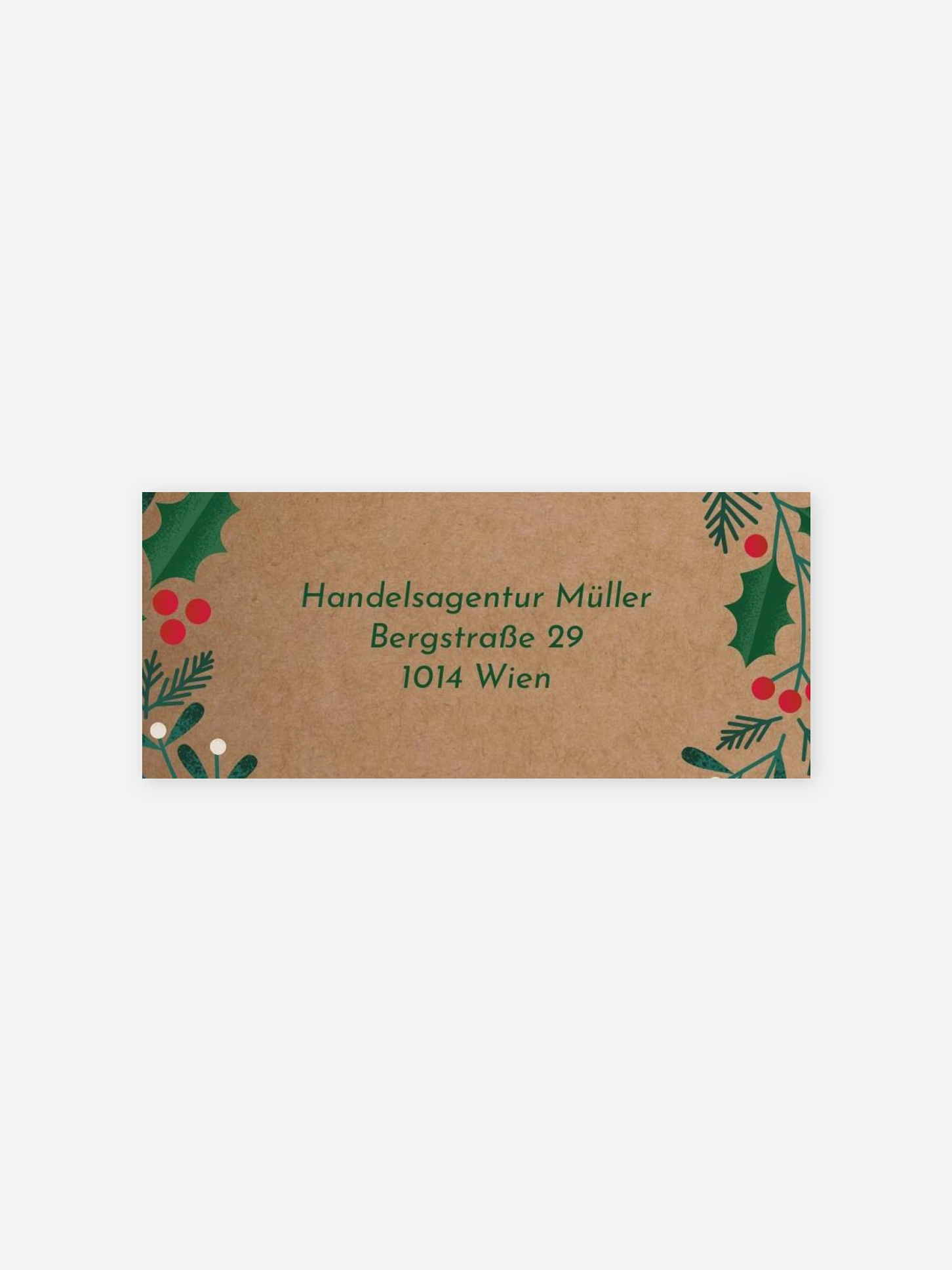 Absenderaufkleber geschäftl. Weihnachten Tannengrün
