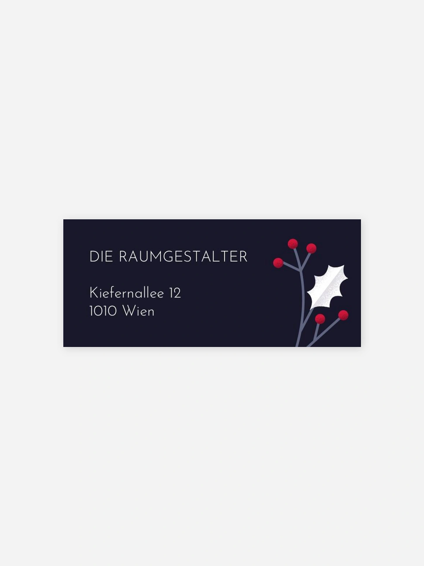 Absenderaufkleber geschäftl. Weihnachten Schnee und Beeren