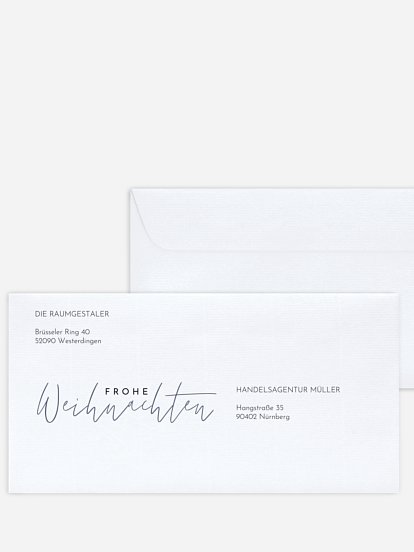 Bedruckte Umschläge geschäftl. Weihnachten Schnee und Beeren