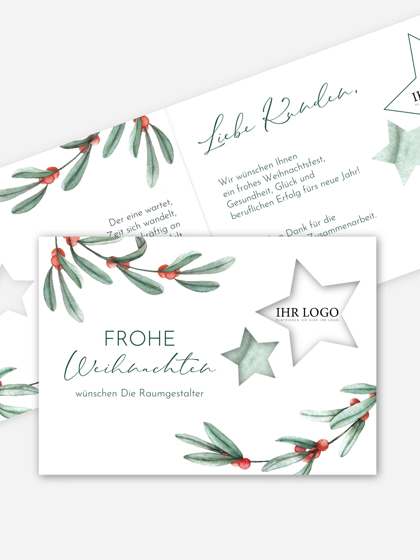 Geschäftliche Weihnachtskarte Berries (gestanzt)