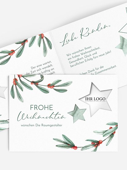 Geschäftliche Weihnachtskarte Berries (gestanzt) 