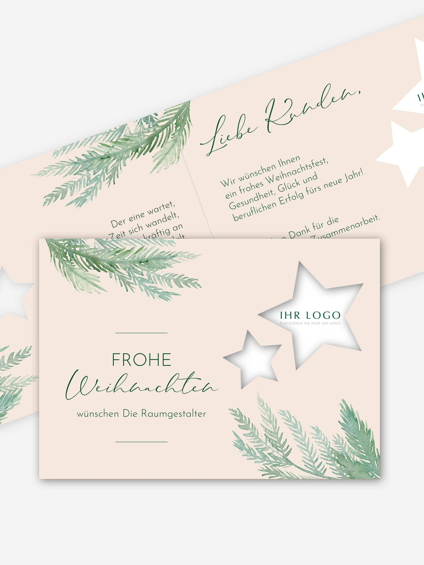 Geschäftliche Weihnachtskarte Xmas Greenery (gestanzt)
