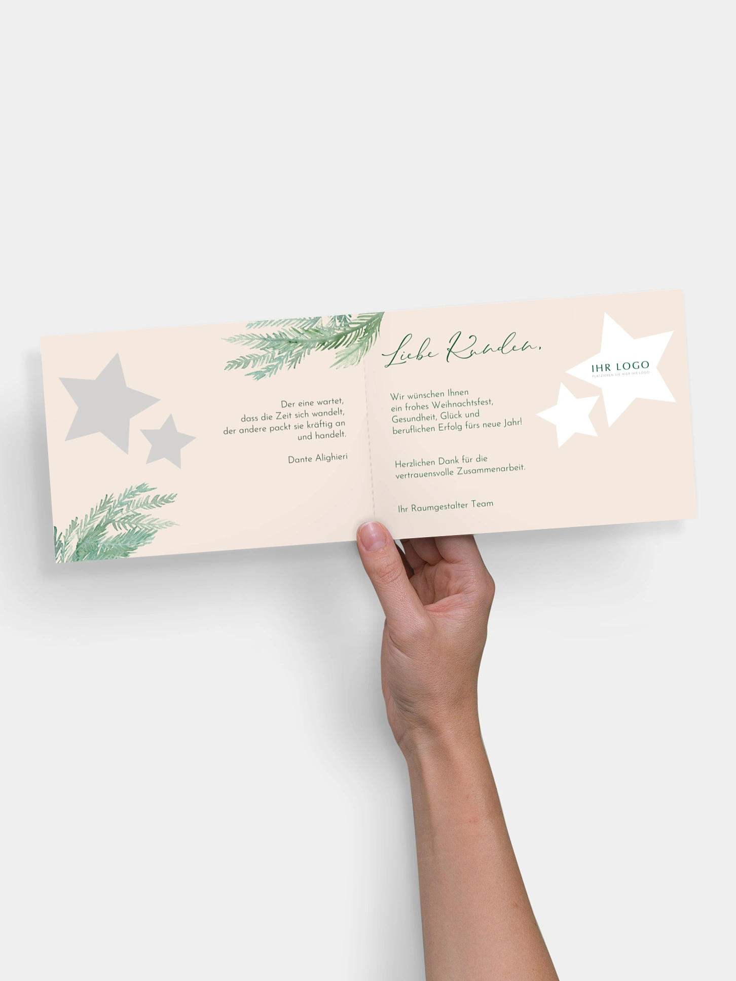 Geschäftliche Weihnachtskarte Xmas Greenery (gestanzt)