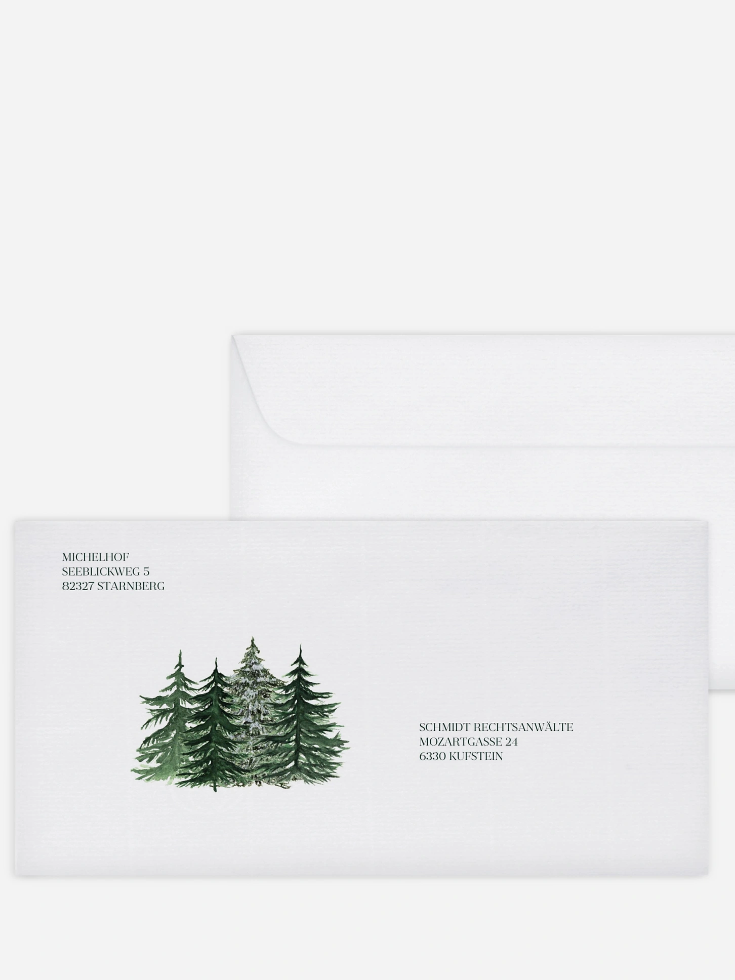 Bedruckte Umschläge geschäftl. Weihnachten Warm Wintertrees