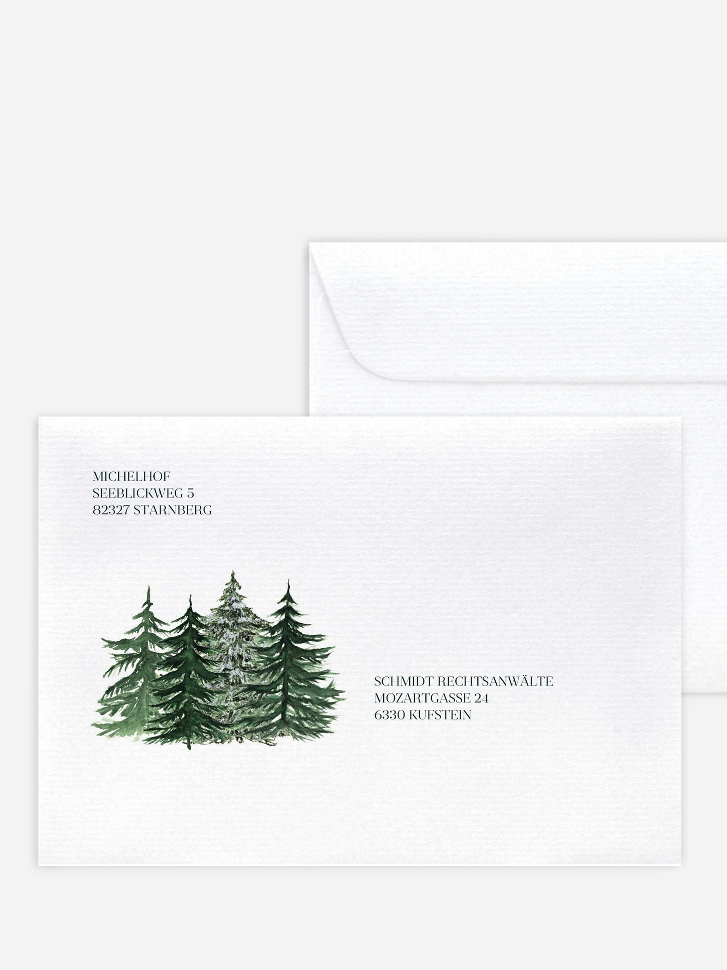 Bedruckte Umschläge geschäftl. Weihnachten Warm Wintertrees