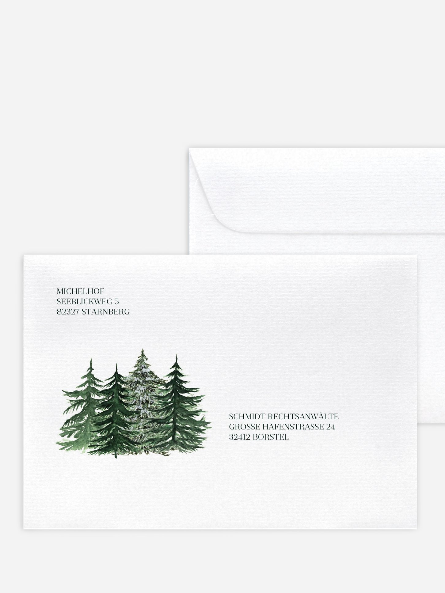 Bedruckte Umschläge geschäftl. Weihnachten Warm Wintertrees