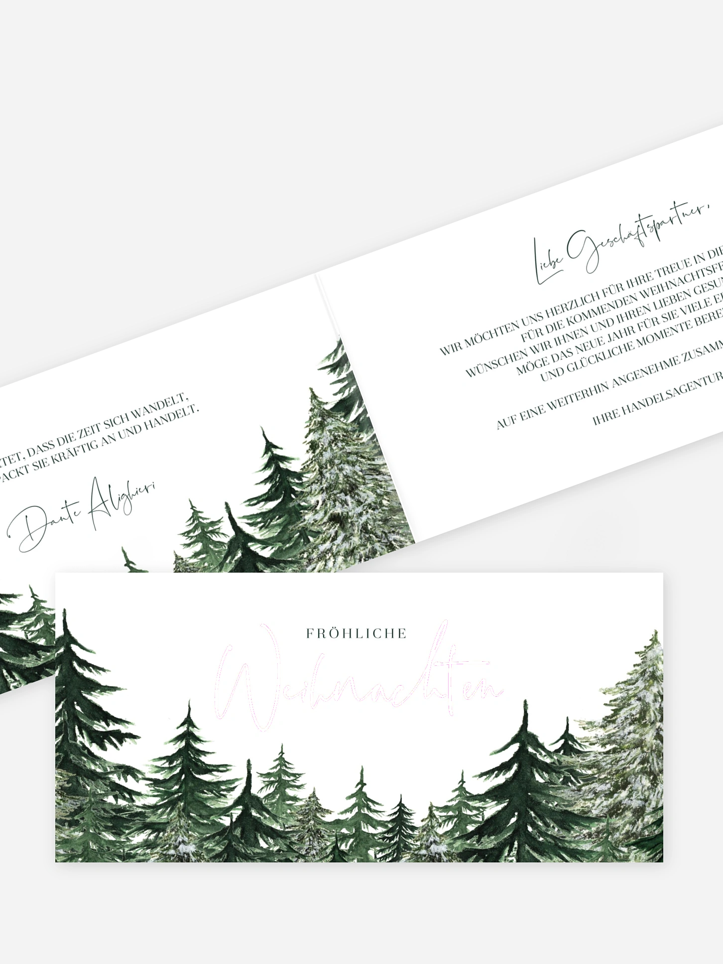 Geschäftliche Weihnachtskarte Warm Wintertrees