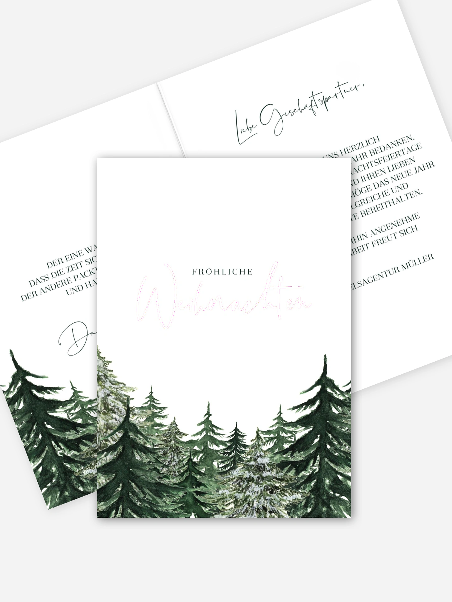 Geschäftliche Weihnachtskarte Warm Wintertrees