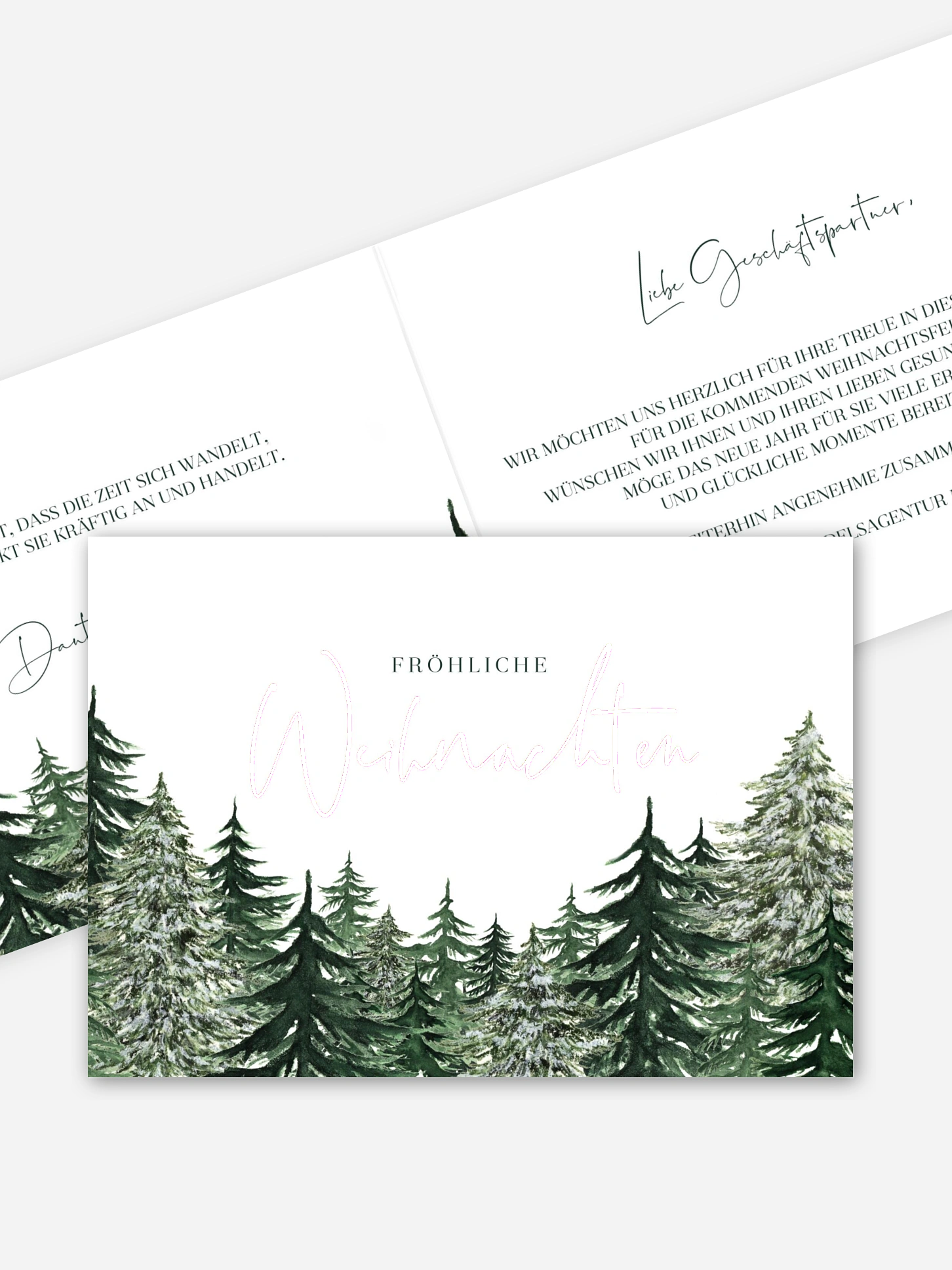 Geschäftliche Weihnachtskarte Warm Wintertrees