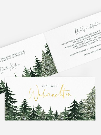 Geschäftliche Weihnachtskarte Warm Wintertrees