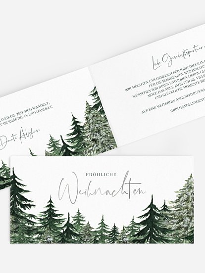 Geschäftliche Weihnachtskarte Warm Wintertrees