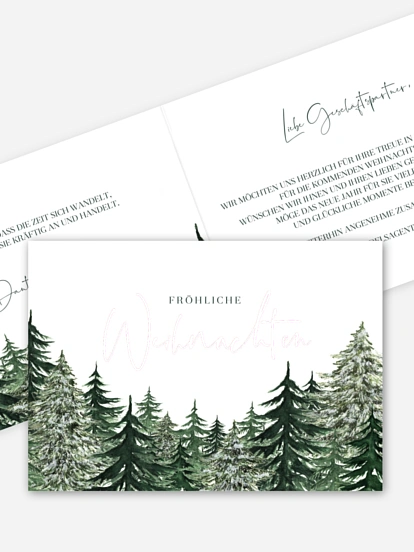 Geschäftliche Weihnachtskarte Warm Wintertrees