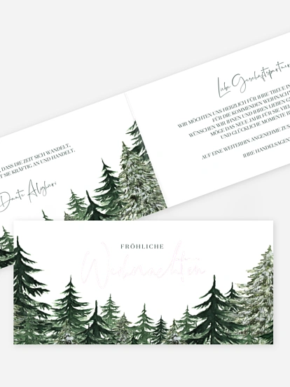 Geschäftliche Weihnachtskarte Warm Wintertrees