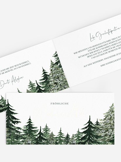 Geschäftliche Weihnachtskarte Warm Wintertrees