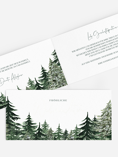 Geschäftliche Weihnachtskarte Warm Wintertrees