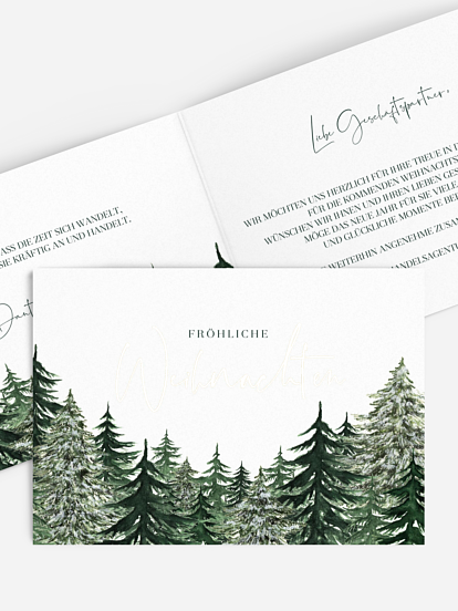 Geschäftliche Weihnachtskarte Warm Wintertrees