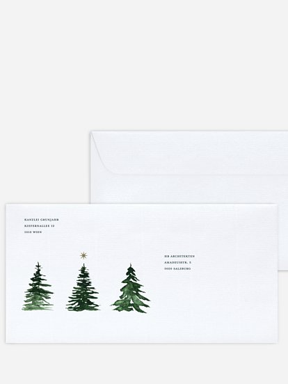 Bedruckte Umschläge geschäftl. Weihnachten The Three