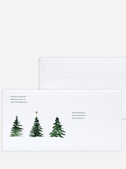 Bedruckte Umschläge geschäftl. Weihnachten The Three