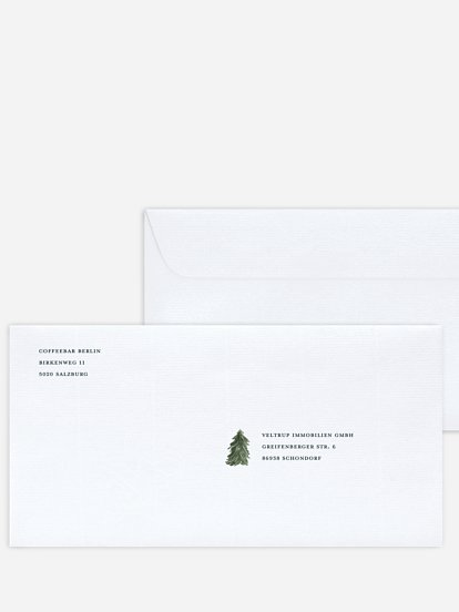 Bedruckte Umschläge geschäftl. Weihnachten Goldtannen
