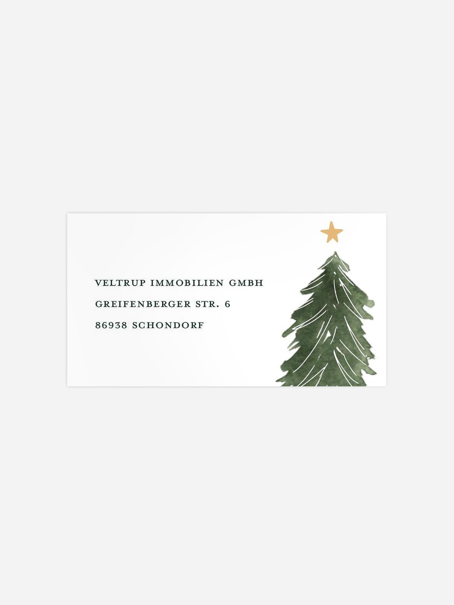 Empfängeraufkleber geschäftl. Weihnachten Goldtannen