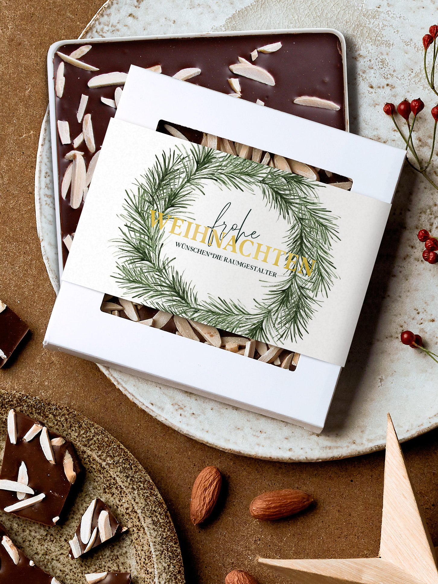 Schokobox geschäftlich Kiefernkranz